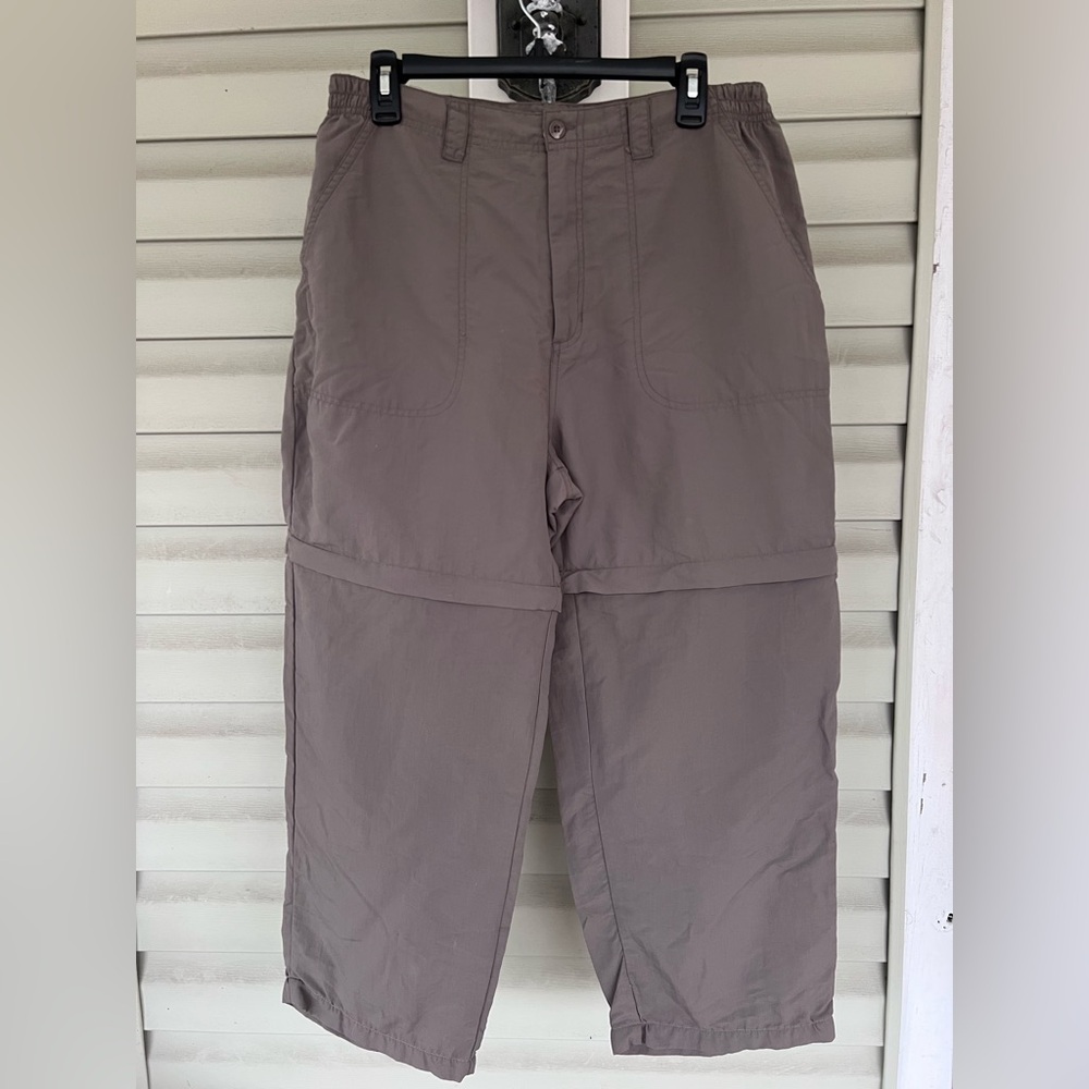 Campmor Vintage Convertible Nylon Taupe Sz L Cargo Zip Off Pants Elastic Sides